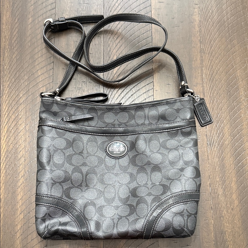 Coach Gray and Black Crossbody Bag